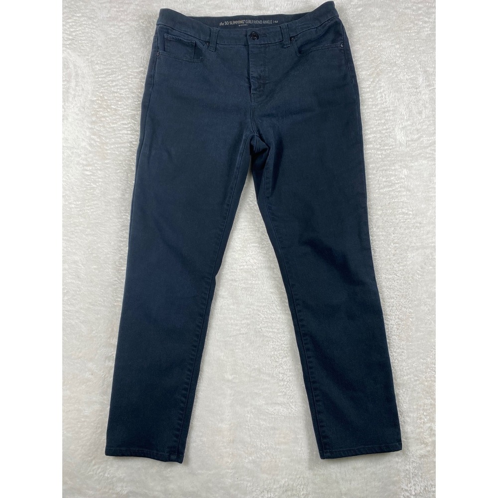Chico's So Slimming Women's Size 6 Girlfriend Ankle Pants Comfort Stretch‎ Black